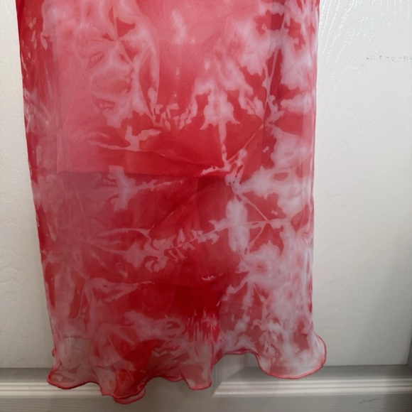 Vintage 90's City Triangles Printed Maxi Slip Dress Coral Pink Cowl Neck Size S - Picture 5 of 12